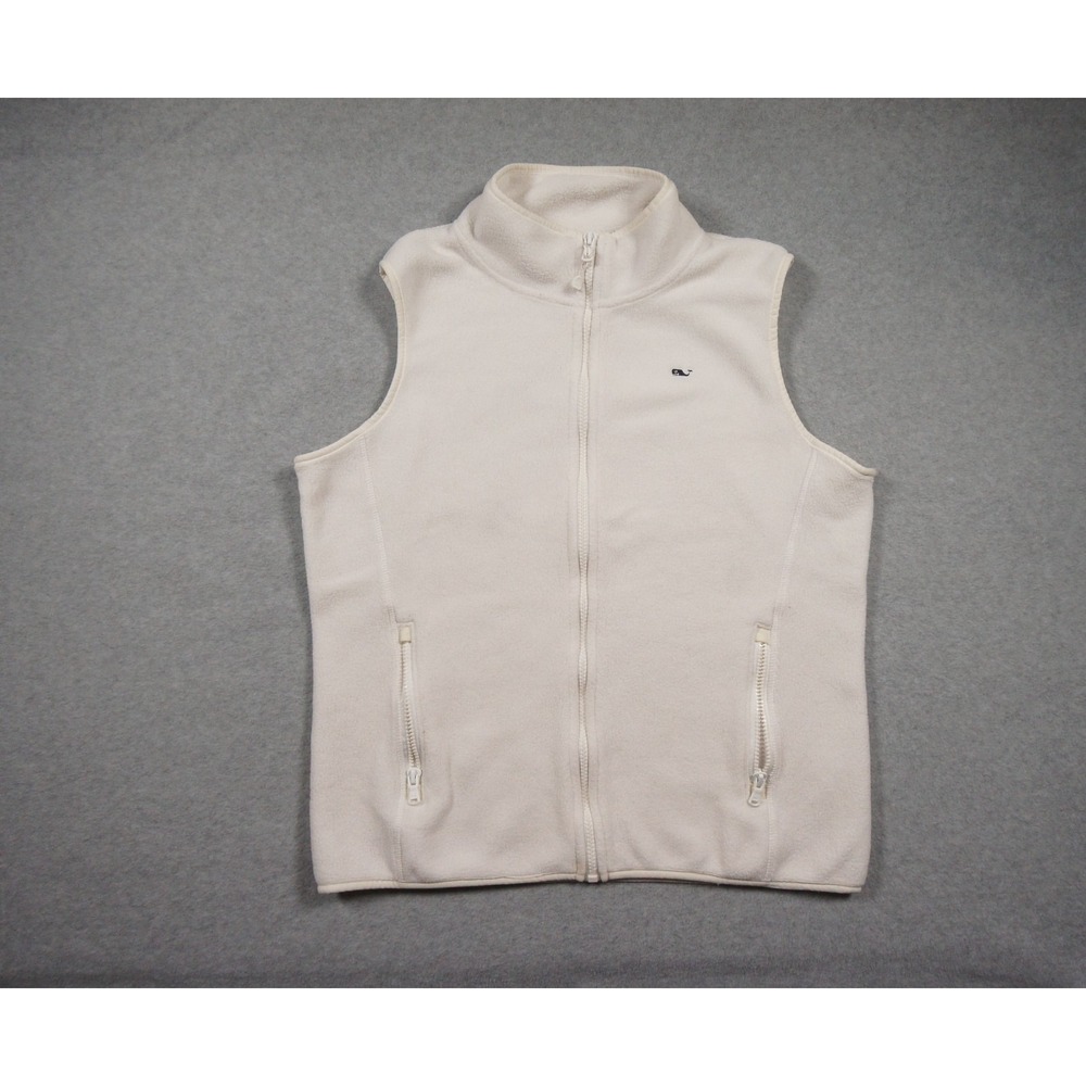 Vineyard Vines Jacket Womens Medium White Vest Fleece Full Zip Outdoors Ladies - Picture 1 of 13